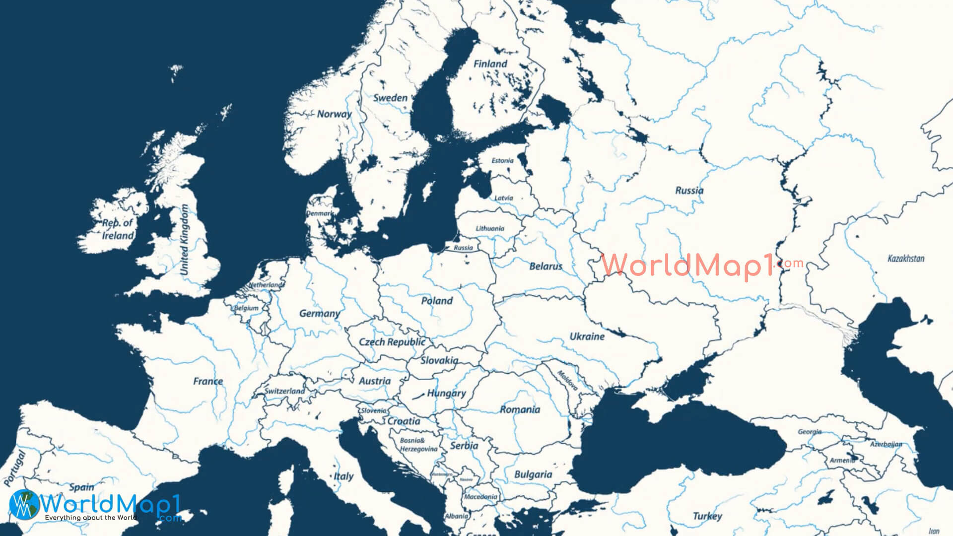 Europe White Borders Map